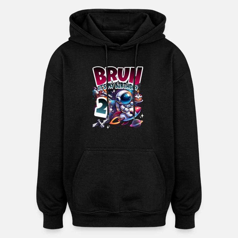 Astronaut 2nd Birthday Space - Oversized Unisex Hoodie - black