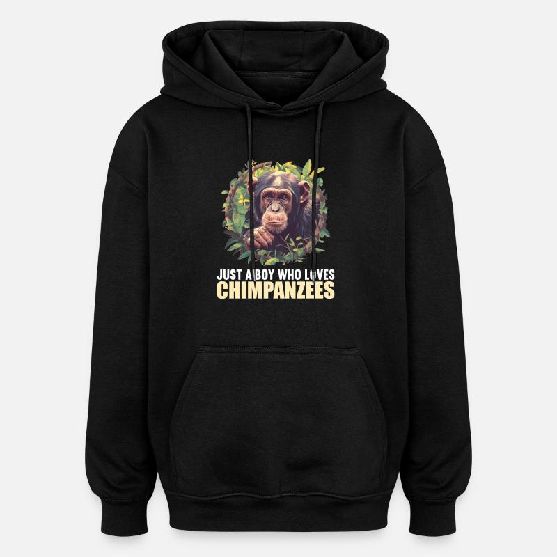 Chimpanzé Schimpansen Schimpanse - Sweat à capuche oversize unisexe - noir