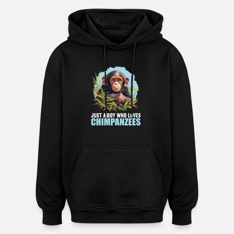 Chimpanzee Schimpansen Schimpanse - Oversized Unisex Hoodie - black
