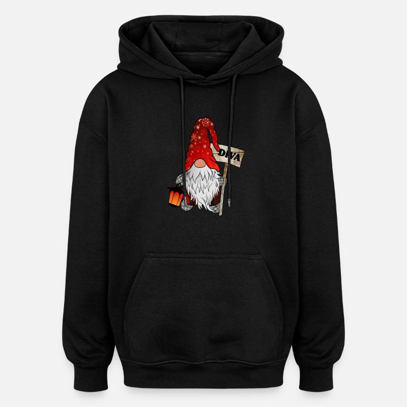 Gnome Diva Gnome Noël - Sweat à capuche oversize unisexe - noir