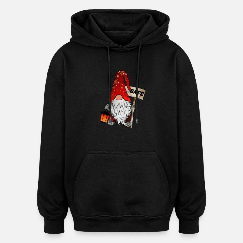 Safe Gnome – Noël Gnome - Sweat à capuche oversize unisexe - noir
