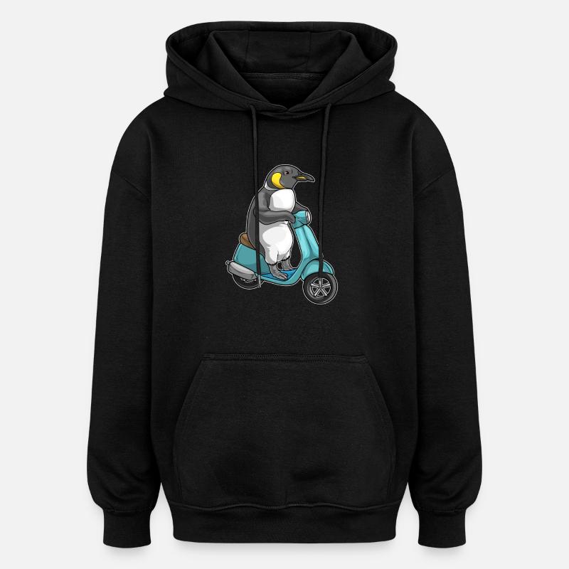 Scooter pingouin - Sweat à capuche oversize unisexe - noir