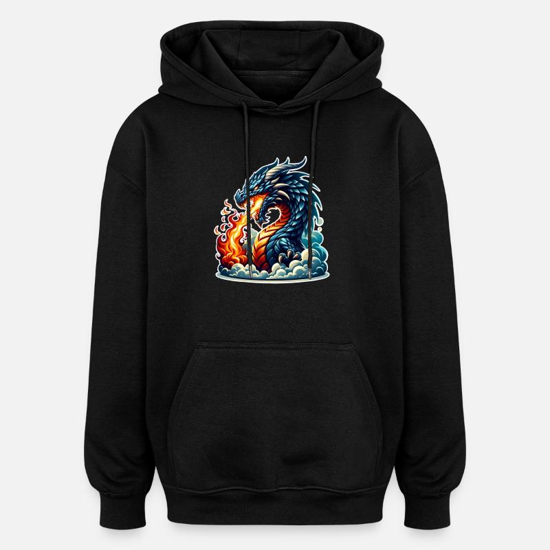 Dragon - Sweat à capuche oversize unisexe - noir