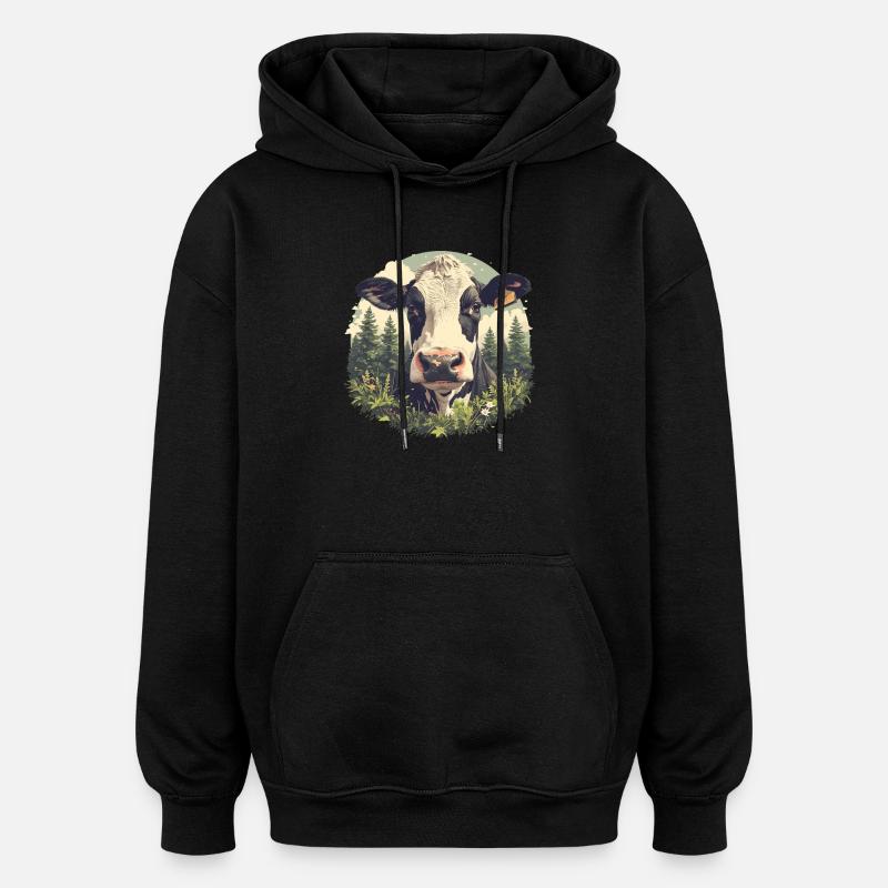 Vaches Vache - Sweat à capuche oversize unisexe - noir