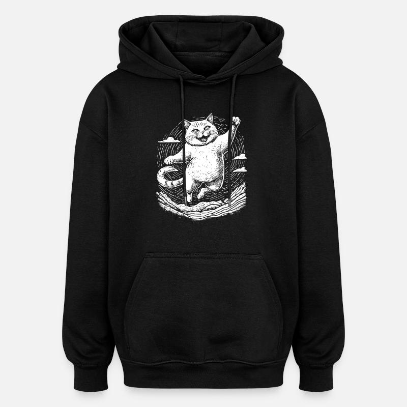 Cat practicing karate - Oversized Unisex Hoodie - black