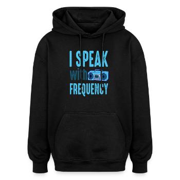 Amateur parler avec la fréquence radio amateur - Sweat à capuche oversize unisexe - noir - Devant - Noah (186cm)