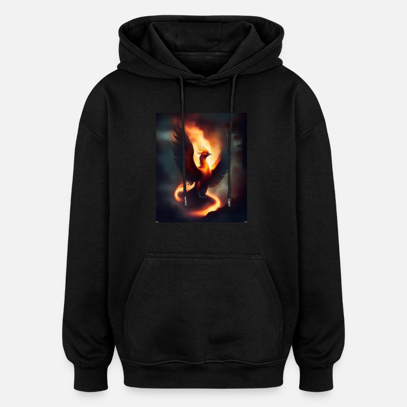 episk eld fenix - Oversized luvtröja unisex - svart