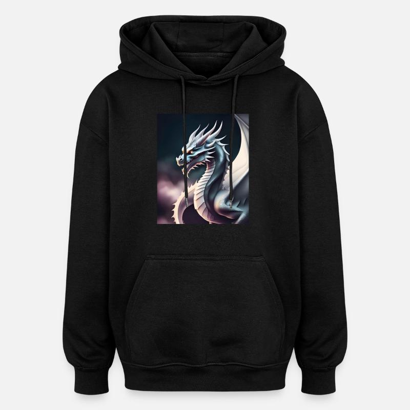 Silhouette de dragon - Sweat à capuche oversize unisexe - noir
