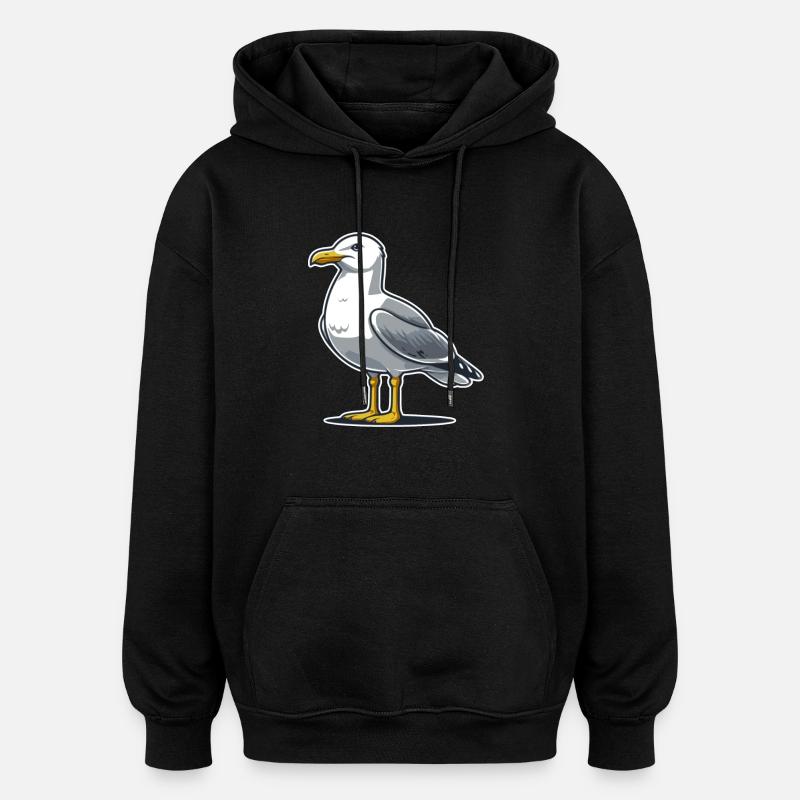 Möwe - Oversized Unisex Hoodie - Schwarz
