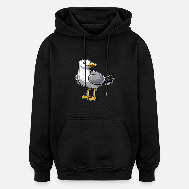Möwe - Oversized Unisex Hoodie - Schwarz