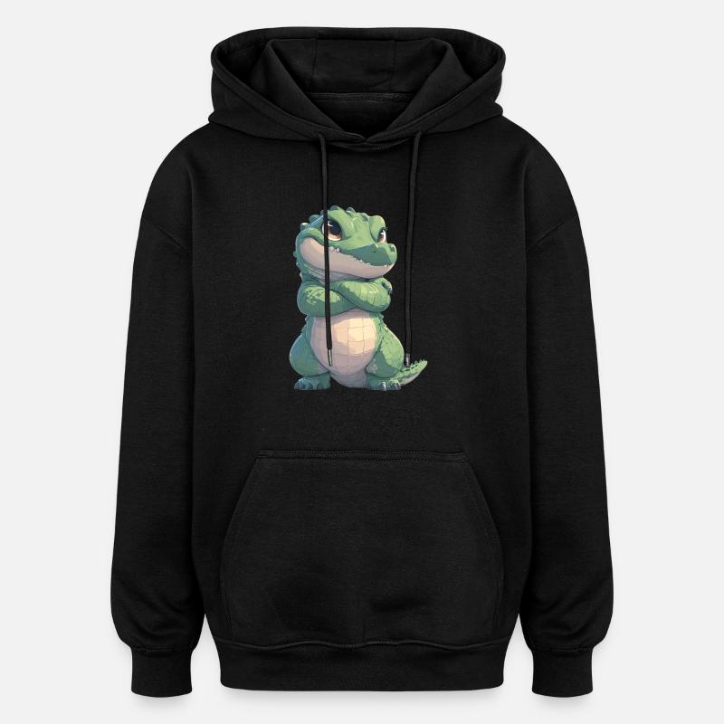 Crocodiles Crocodile - Sweat à capuche oversize unisexe - noir