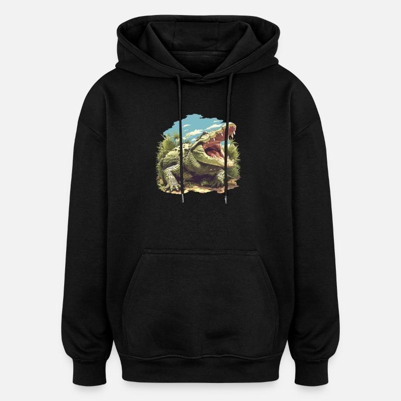 Crocodiles Crocodile - Sweat à capuche oversize unisexe - noir