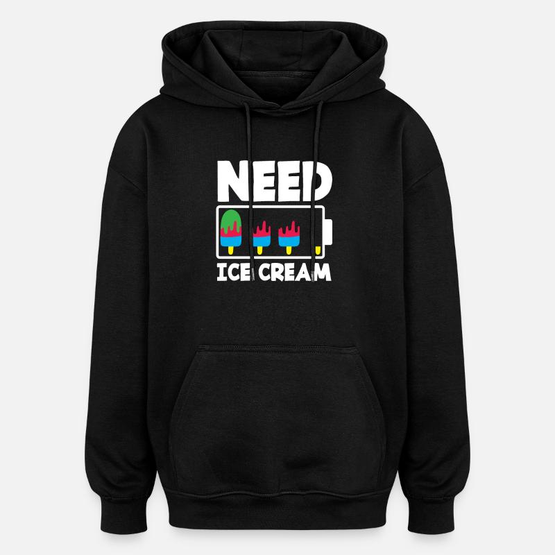 cream lovers need cream - Oversized Unisex Hoodie - black