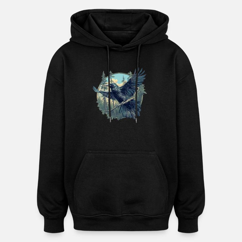 Krähen Krähe - Oversized Unisex Hoodie - Schwarz