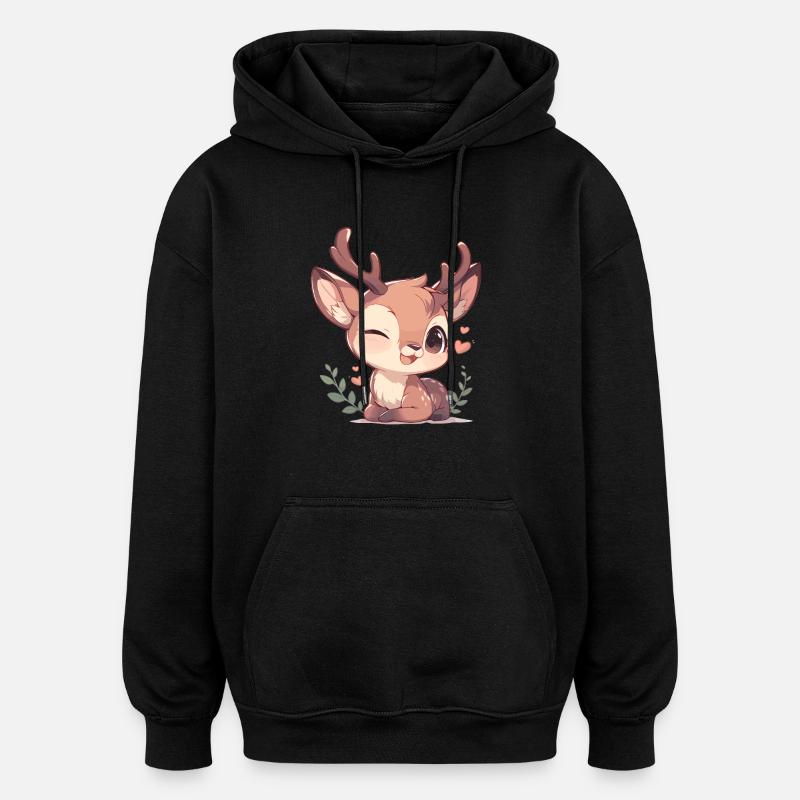 Deer Deer - Oversized Unisex Hoodie - black