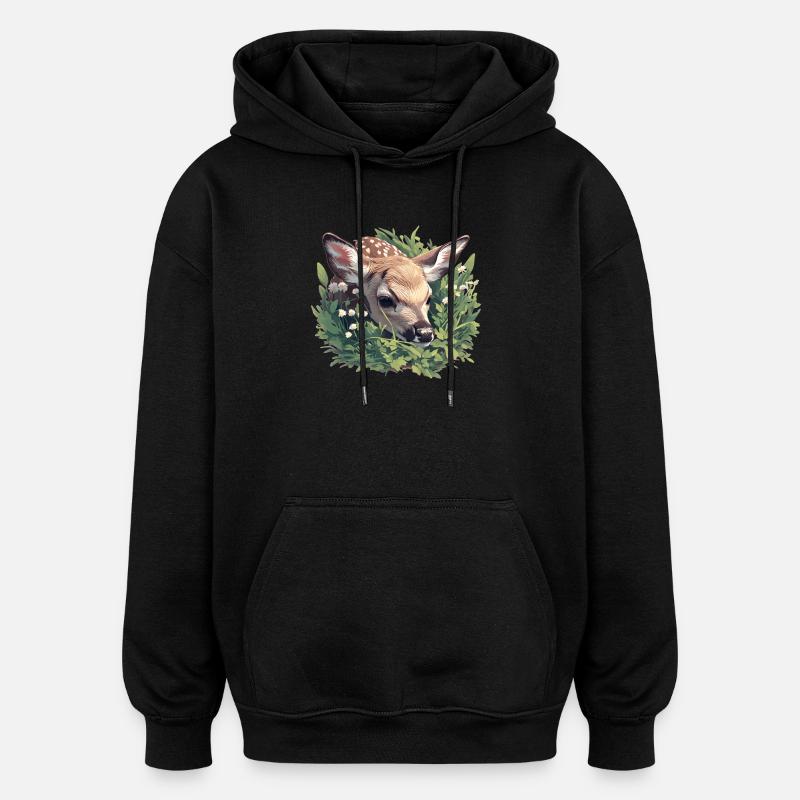Hirsche Hirsch - Oversized Unisex Hoodie - Schwarz