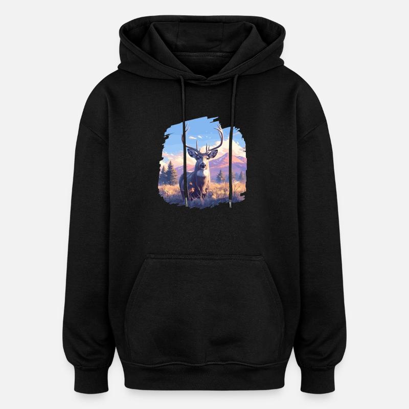 Hirsche Hirsch - Oversized Unisex Hoodie - Schwarz