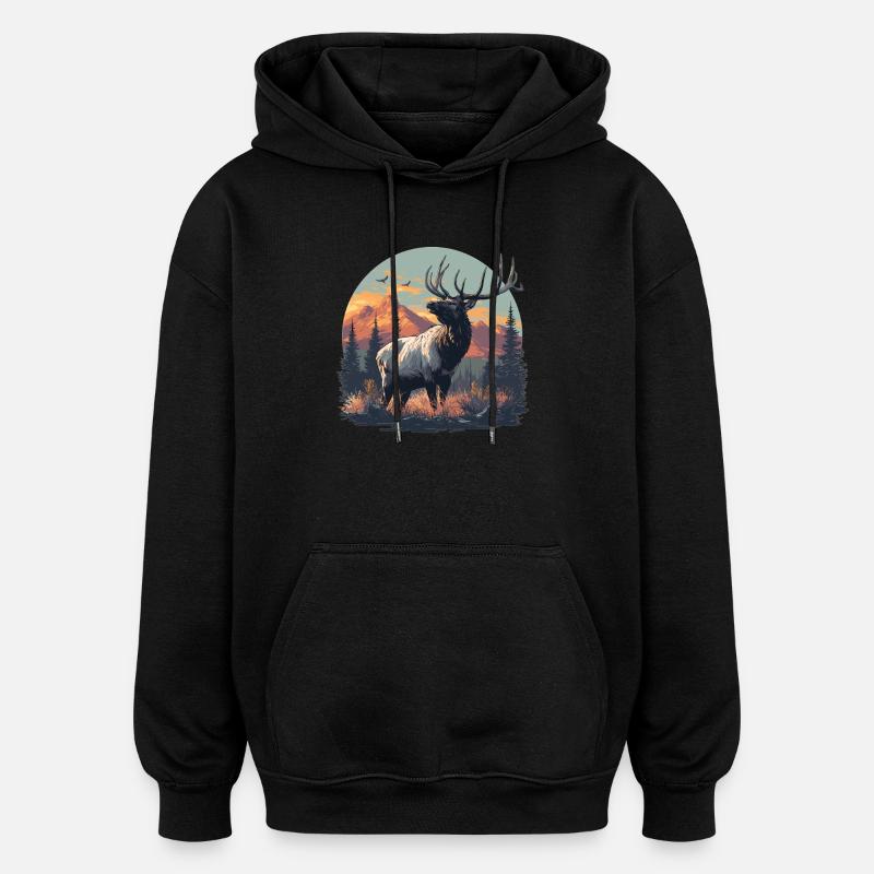 Moose Moose - Oversized Unisex Hoodie - black