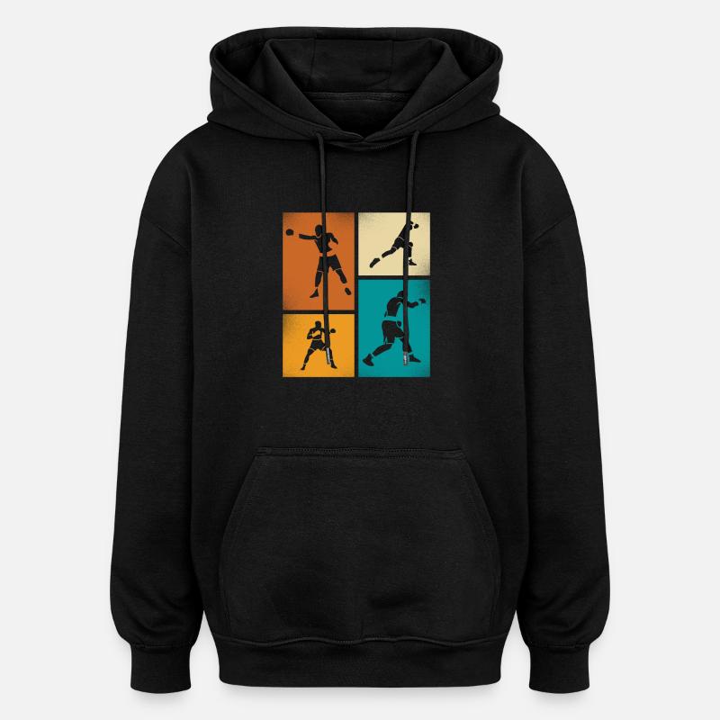 Retro Boxen Silhouette Kunst - Oversized Unisex Hoodie - Schwarz