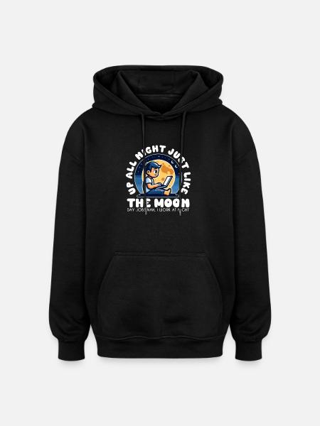 DESPIERTO TODA LA NOCHE COMO LA LUNA - Sudadera con capucha oversize unisex - negro