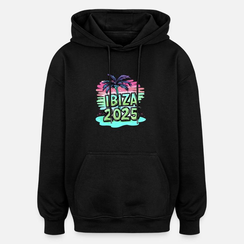 Plage d’Ibiza 2025 - Sweat à capuche oversize unisexe - noir