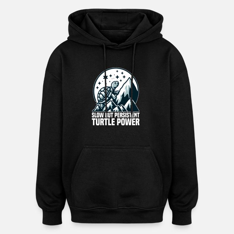 LANGSAME, ABER AUSDAUERNDE TURTLE-POWER - Oversized Unisex Hoodie - Schwarz