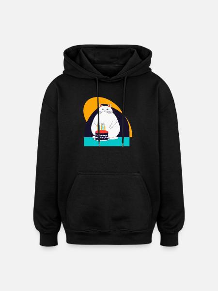 Cat celebrates fifth birthday - Oversized Unisex Hoodie - black