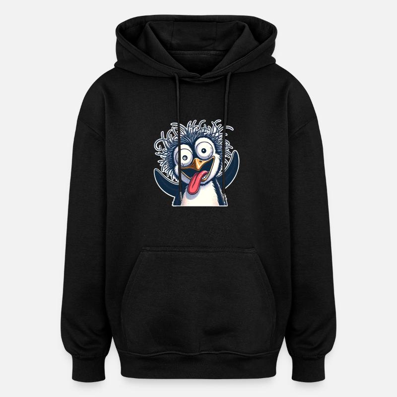 Pinguin Crazy - Oversized Unisex Hoodie - Schwarz
