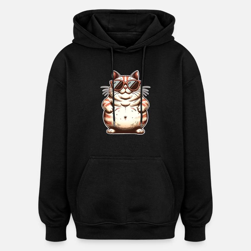 Gros chat frais - Sweat à capuche oversize unisexe - noir