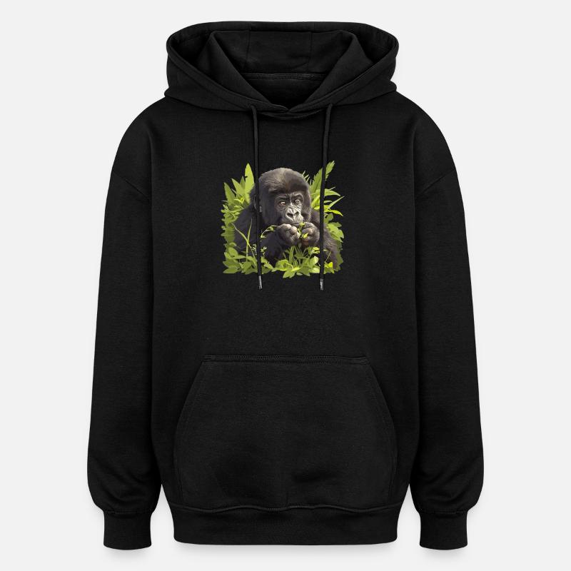 Gorilles Gorilles - Sweat à capuche oversize unisexe - noir