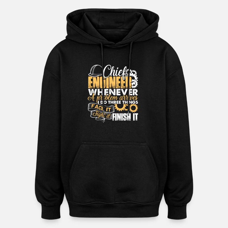 Chief Engineer Solves Problem - Oversized Unisex Hoodie - black
