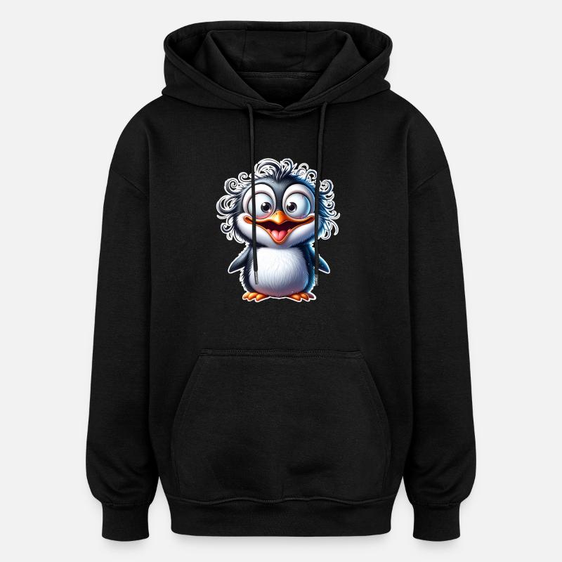 Pinguin - Oversized Unisex Hoodie - Schwarz