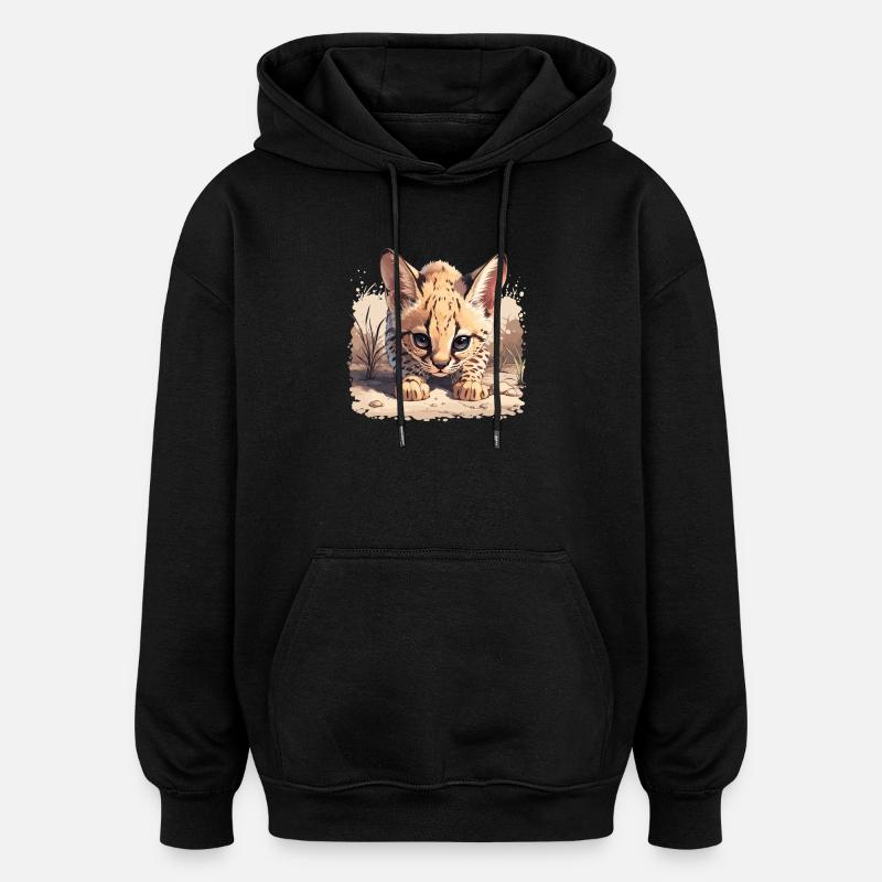 Servale Serval - Oversized Unisex Hoodie - Schwarz