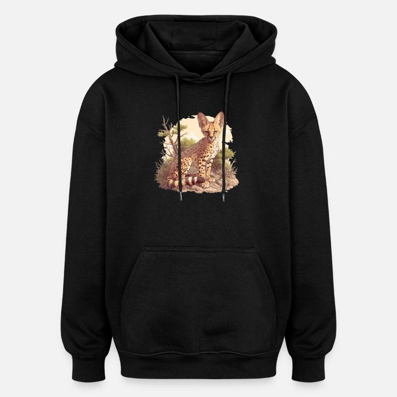 Servale Serval - Sweat à capuche oversize unisexe - noir