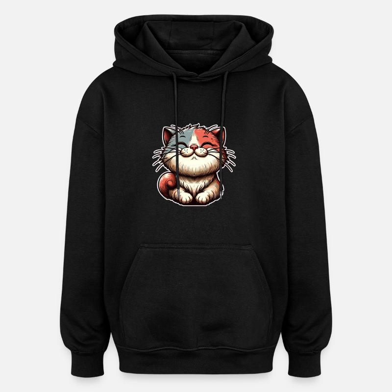 Katze - Oversized Unisex Hoodie - Schwarz