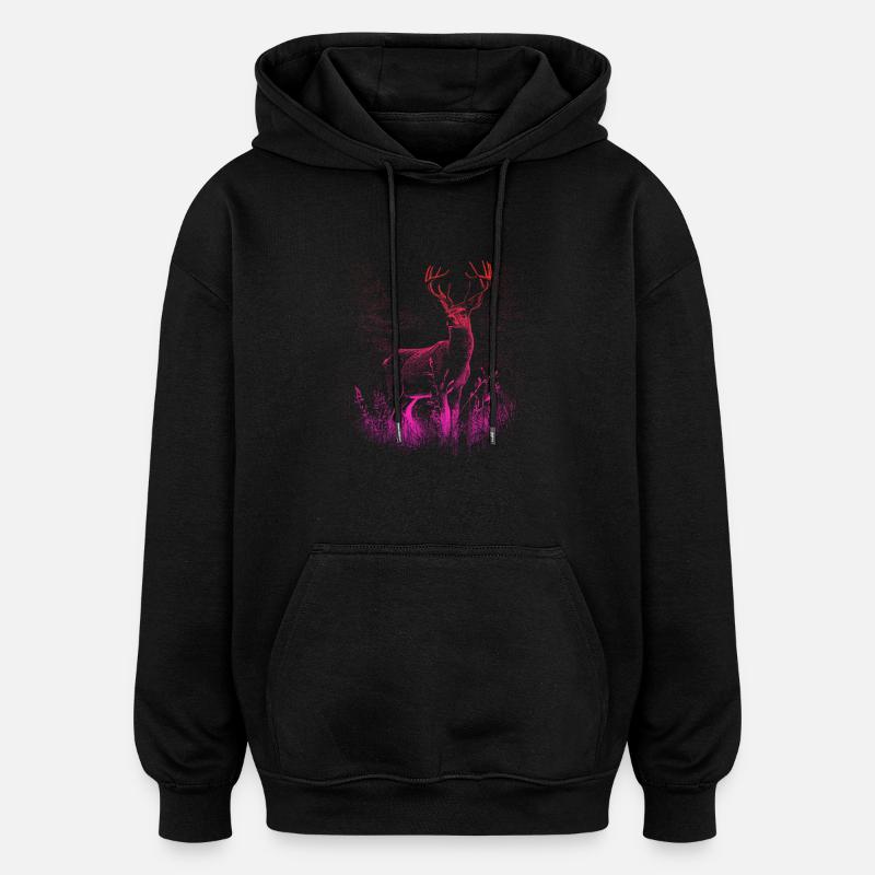 Cerfs majestueux en pleine nature : - Sweat à capuche oversize unisexe - noir