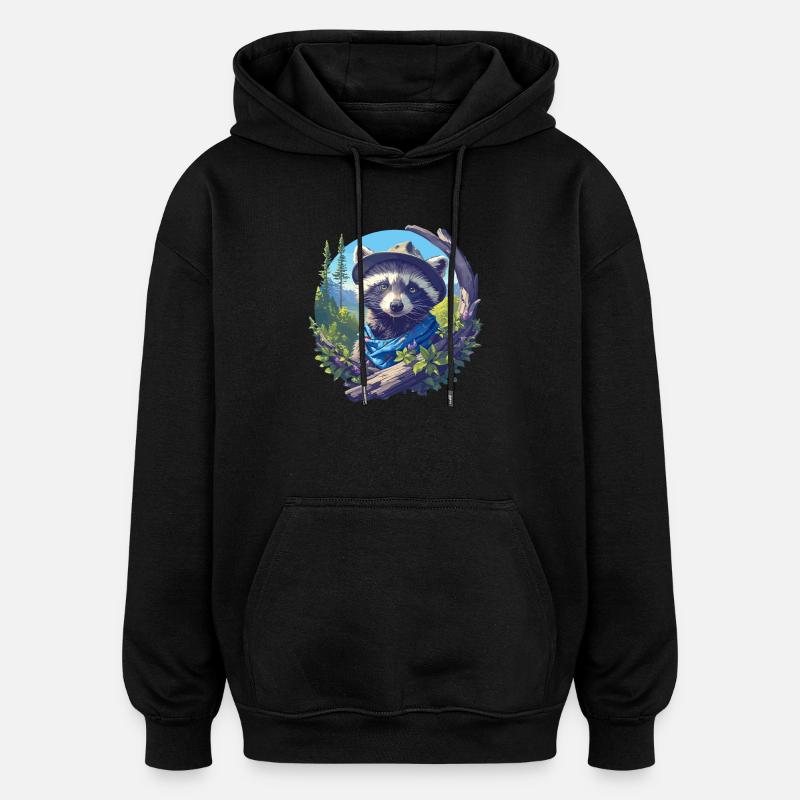 Waschbären Waschbär - Oversized Unisex Hoodie - Schwarz