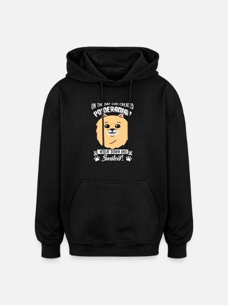 God Created Pomeranian - Oversized Unisex Hoodie - black