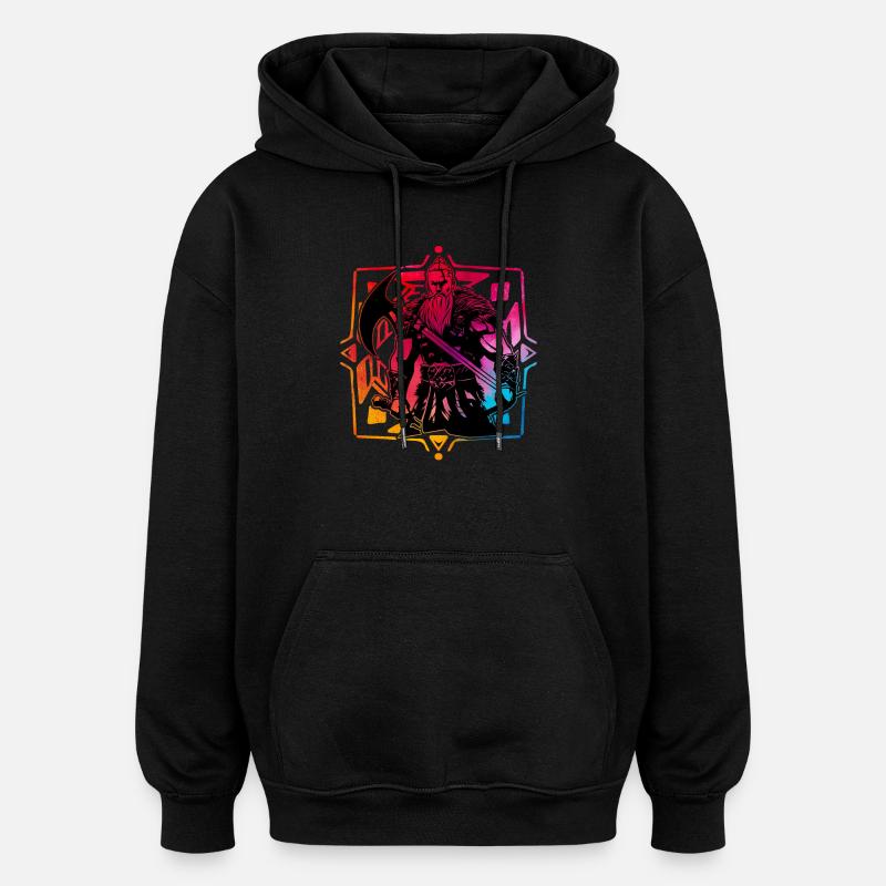 Viking - Sweat à capuche oversize unisexe - noir
