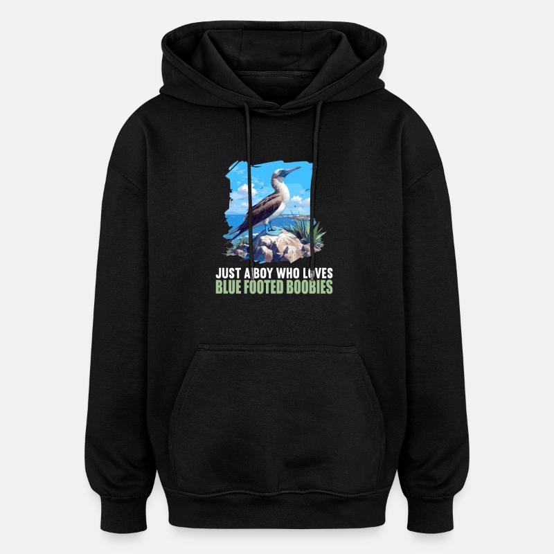 Fou à pieds bleus - Sweat à capuche oversize unisexe - noir