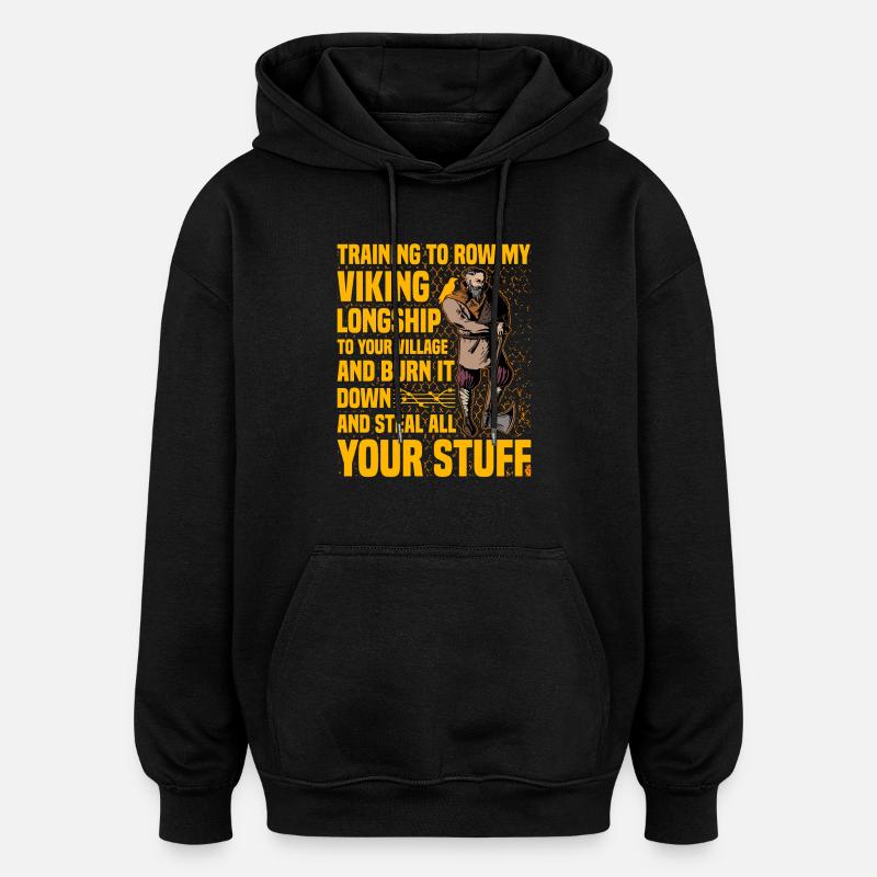 Wikinger-Zitat - Oversized Unisex Hoodie - Schwarz