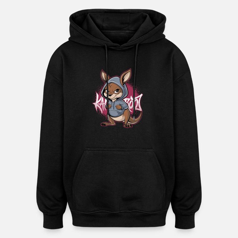 Kangourou Kangourou Animaux australiens - Sweat à capuche oversize unisexe - noir