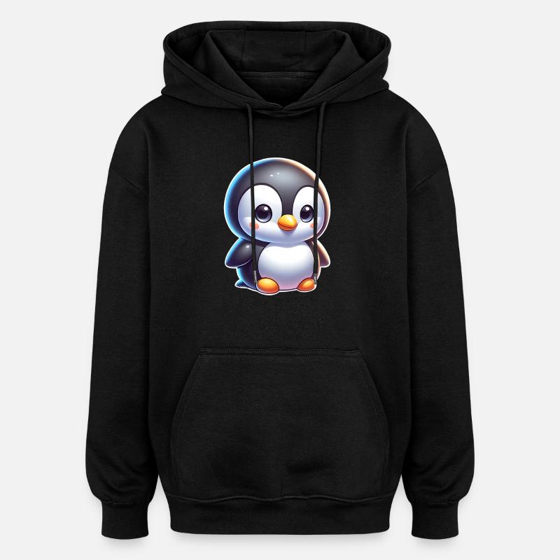 Pingouin - Sweat à capuche oversize unisexe - noir