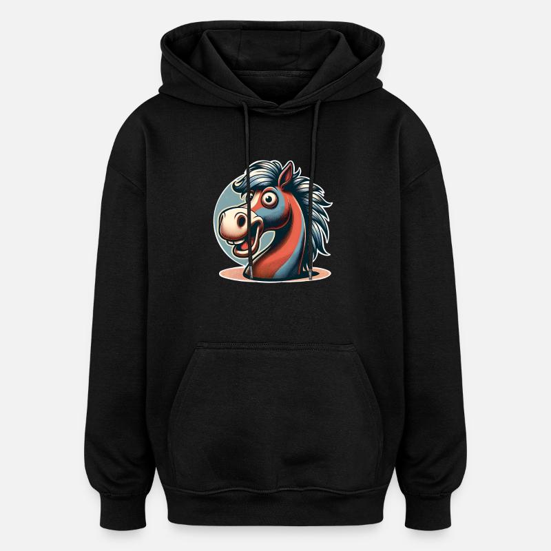 Cheval - Sweat à capuche oversize unisexe - noir