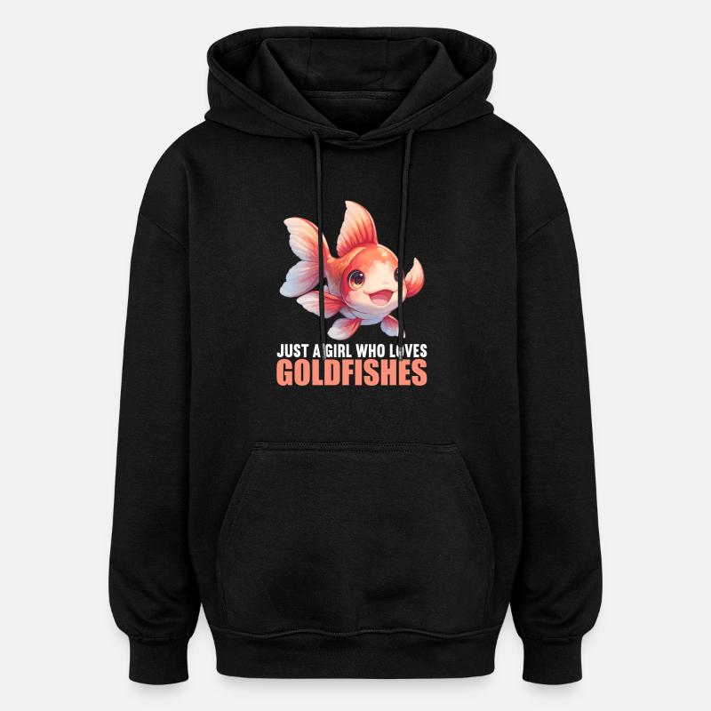 poisson rouge - Sweat à capuche oversize unisexe - noir