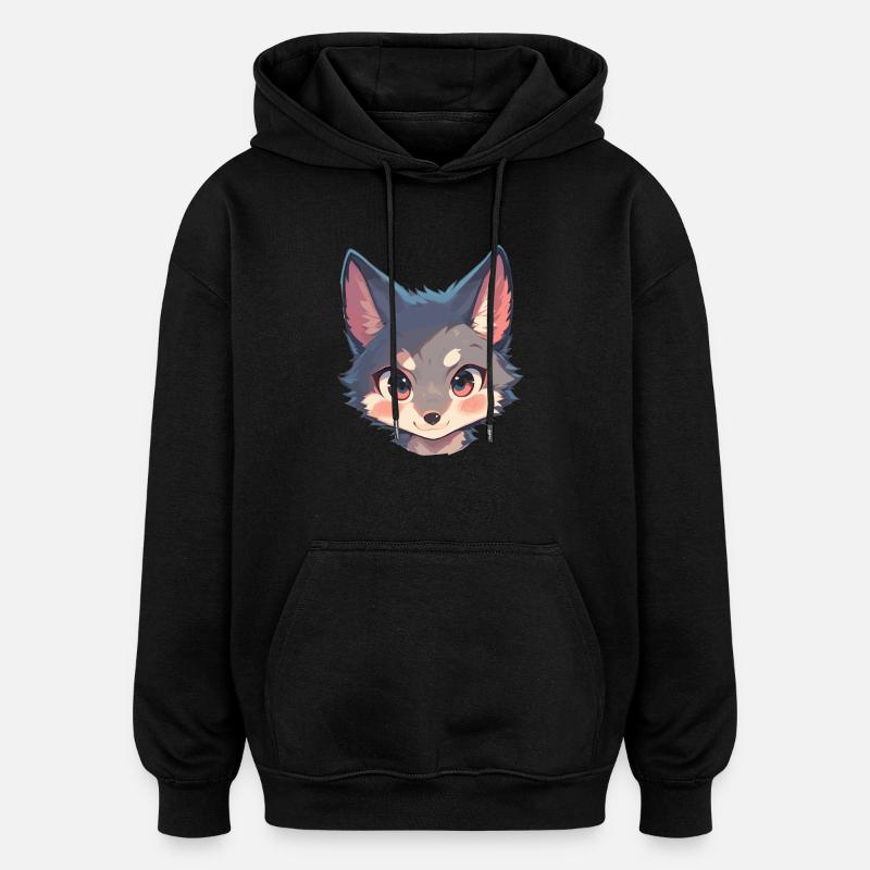Renards gris Renard gris - Sweat à capuche oversize unisexe - noir