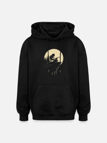 Guitarist i måneskin på klipper - Oversize unisex hoodie - sort