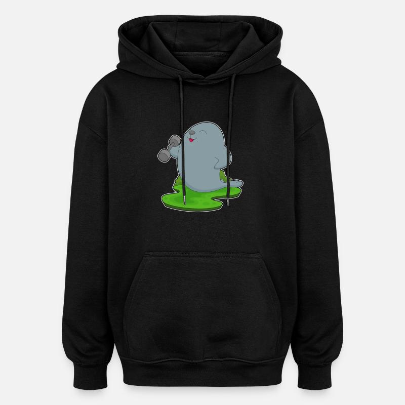 Seal Bodybuilder Dumbbell - Oversized Unisex Hoodie - black