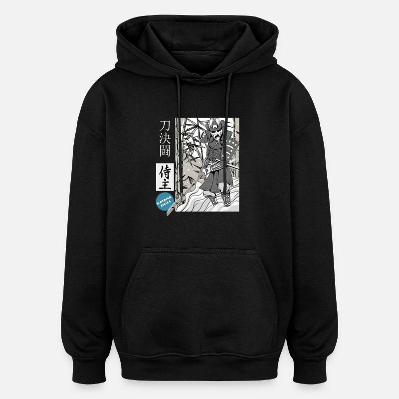 Samouraï katana épéiste magistral - Sweat à capuche oversize unisexe - noir