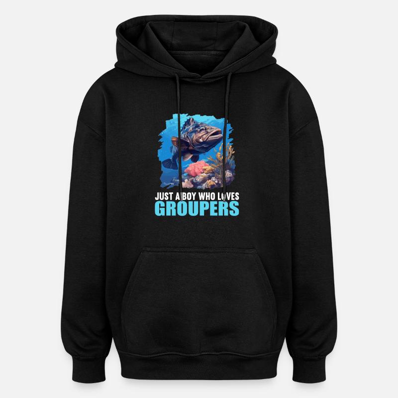 mérou mérou - Sweat à capuche oversize unisexe - noir